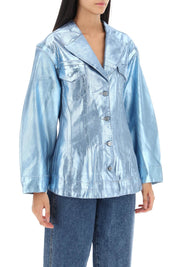 Ganni Foil Denim Jacket   Light Blue