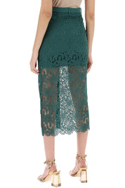 Self Portrait Replace With Double Quoteguipure Lace Midi   Green