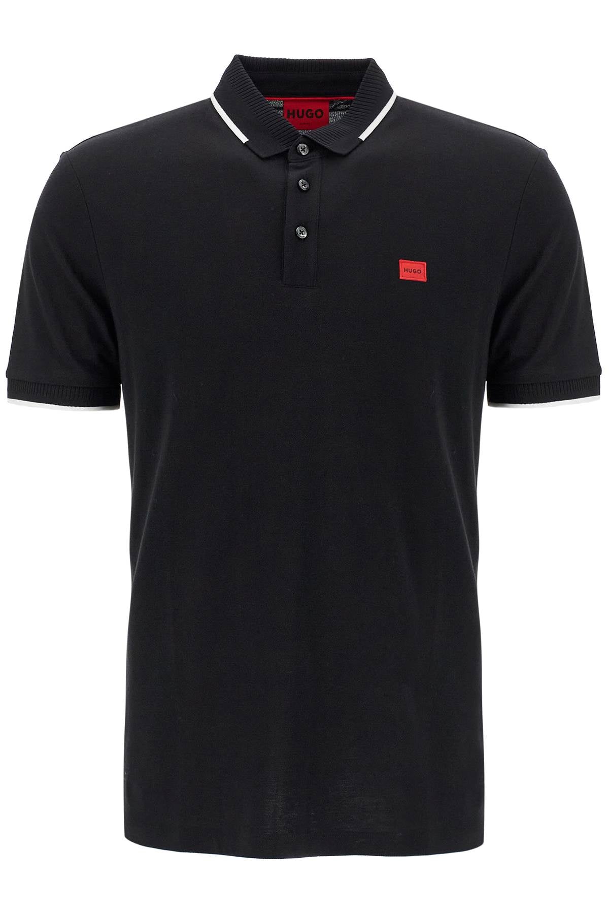 Hugo Polo Shirt With Contrasting Finishing Details   Black