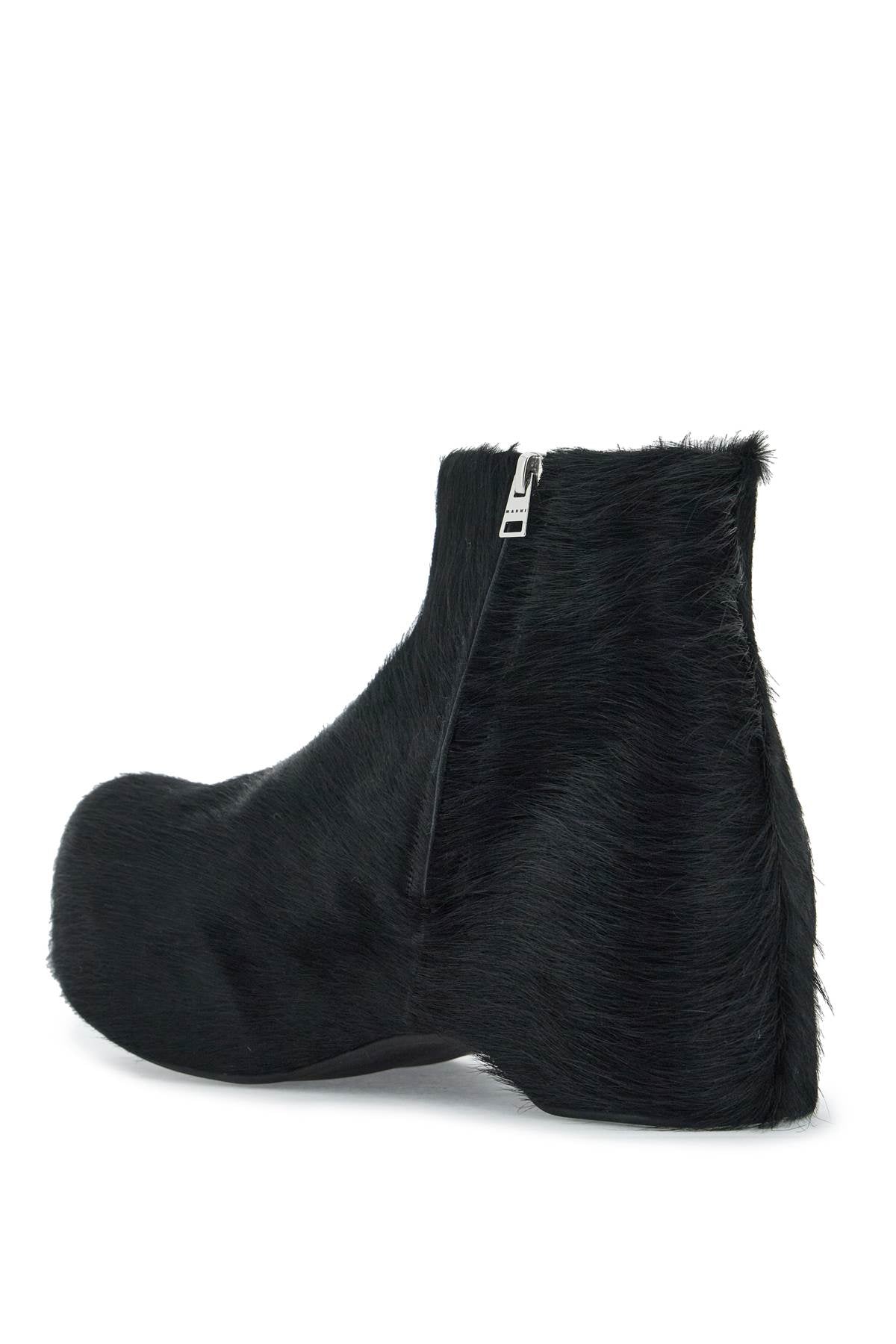 Marni "long Haired Chunky Ankle Boots   Black