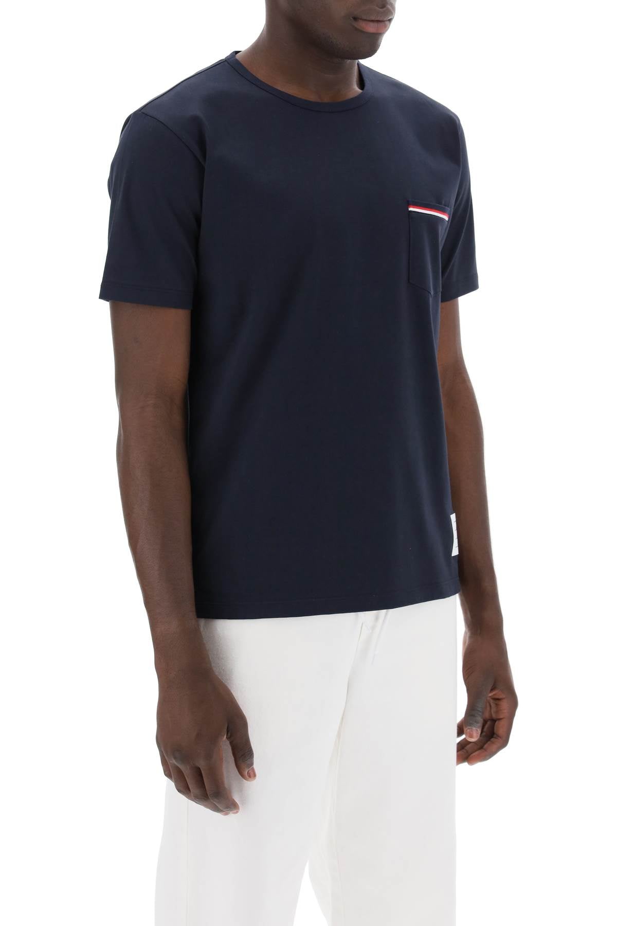 Thom Browne T Shirt Con Taschino Rwb   Blue