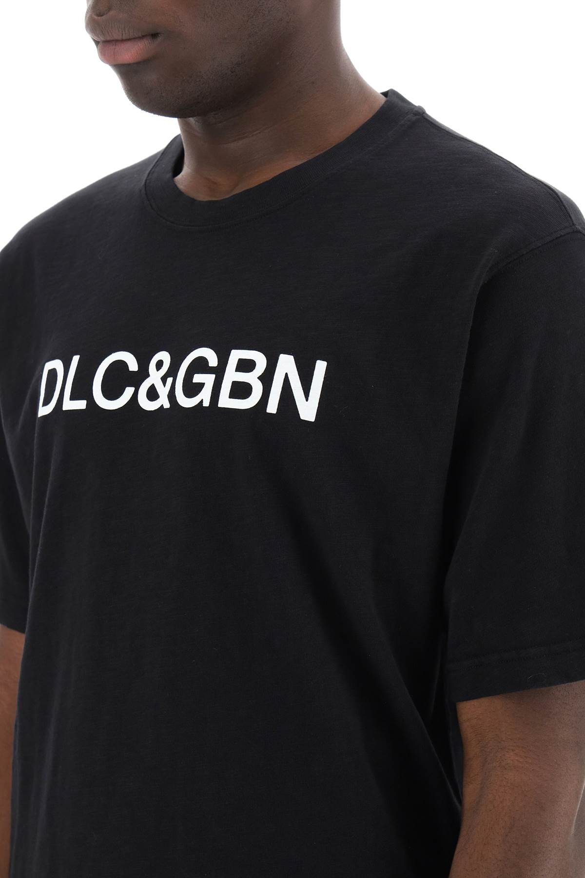 Dolce & Gabbana Crewneck T Shirt With Logo   Black