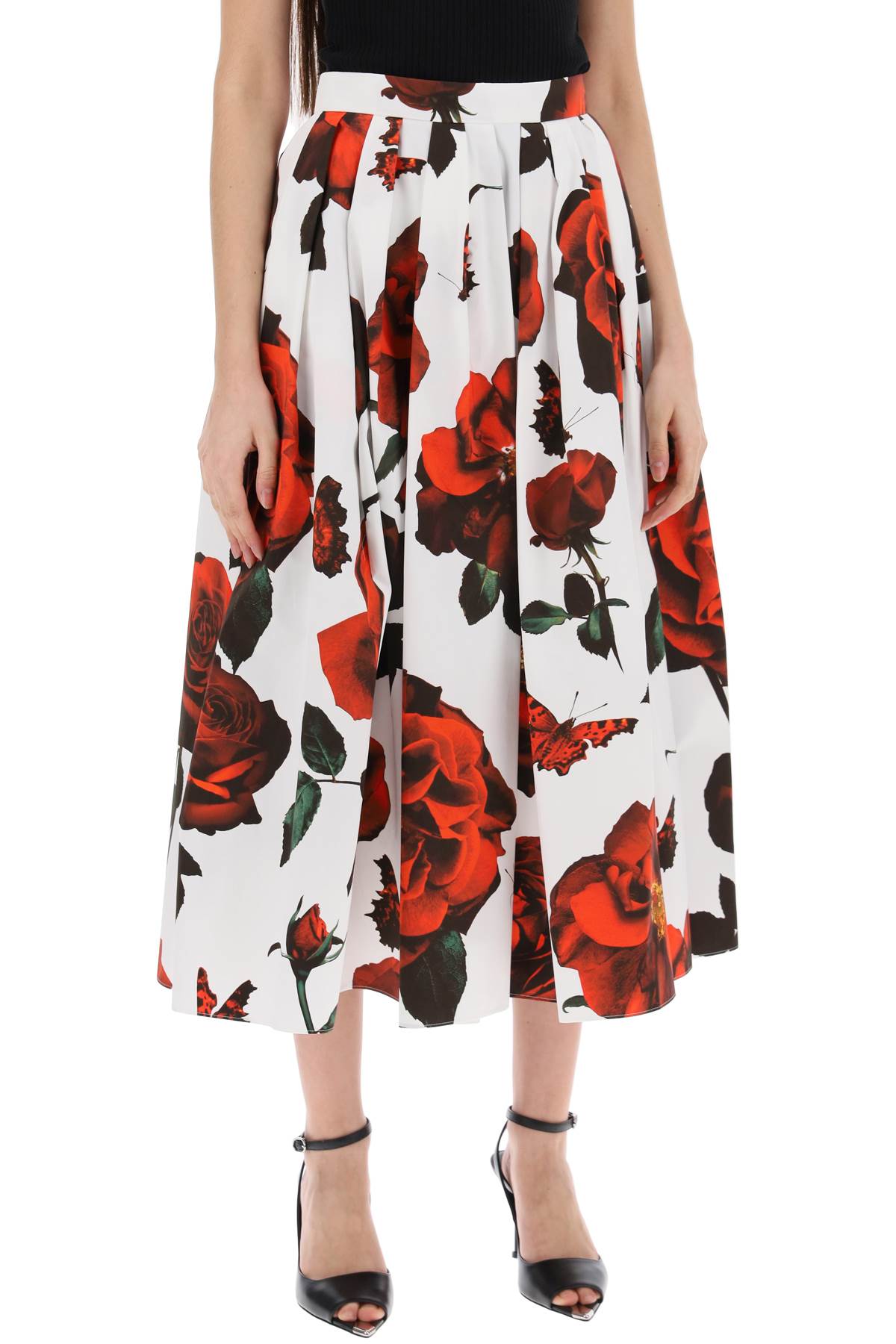 Alexander Mcqueen Tudor Rose Pleated   White