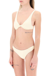 The Attico Ribbed Lycra Bikini Set With   Neutral