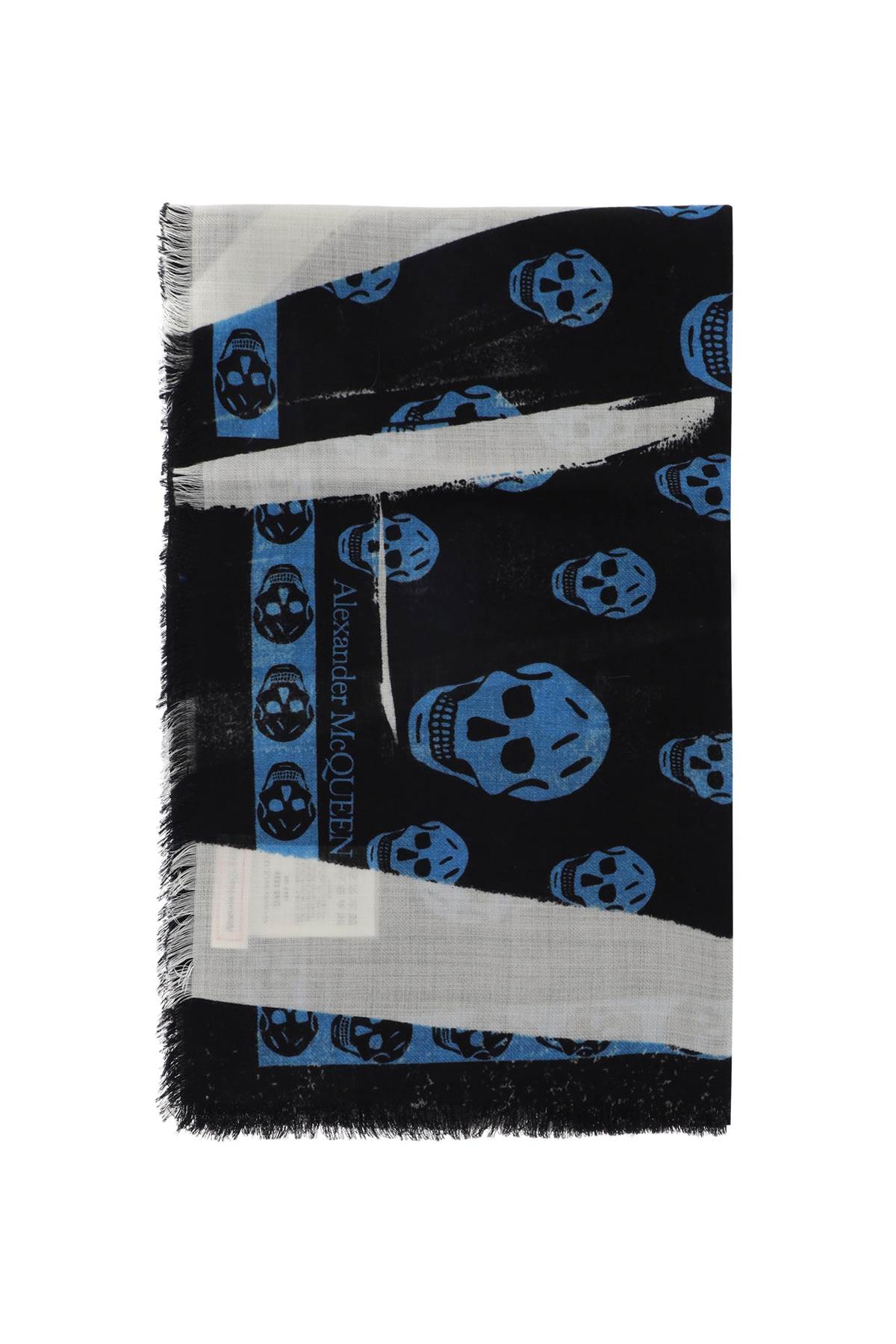 Alexander Mcqueen Slashed Skull Scarf   Black