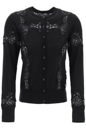 Dolce & Gabbana Lace Insert Cardigan With Eight   Black