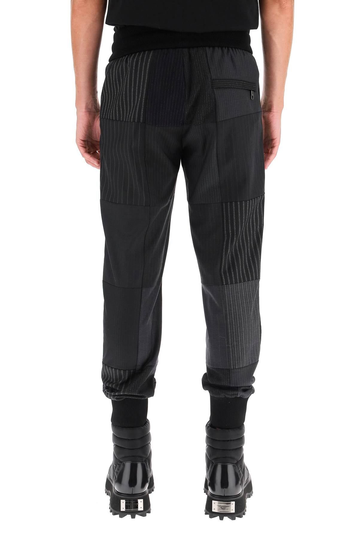 Dolce & Gabbana Patchwork Wool Joggers   Black