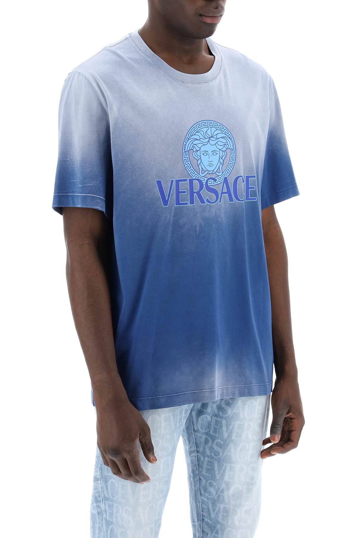 Versace Replace With Double Quotegradient Medusa T Shirt   Blue