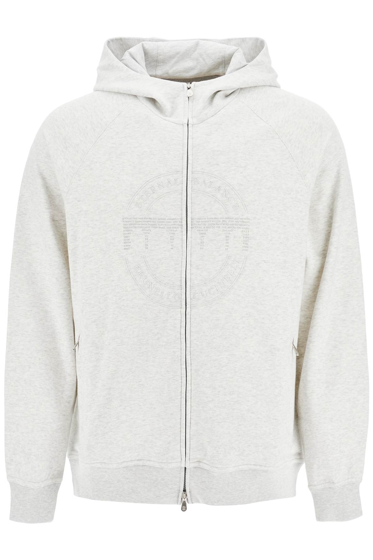 Brunello Cucinelli Cotton Techno Hoodie With Hood.   Grey