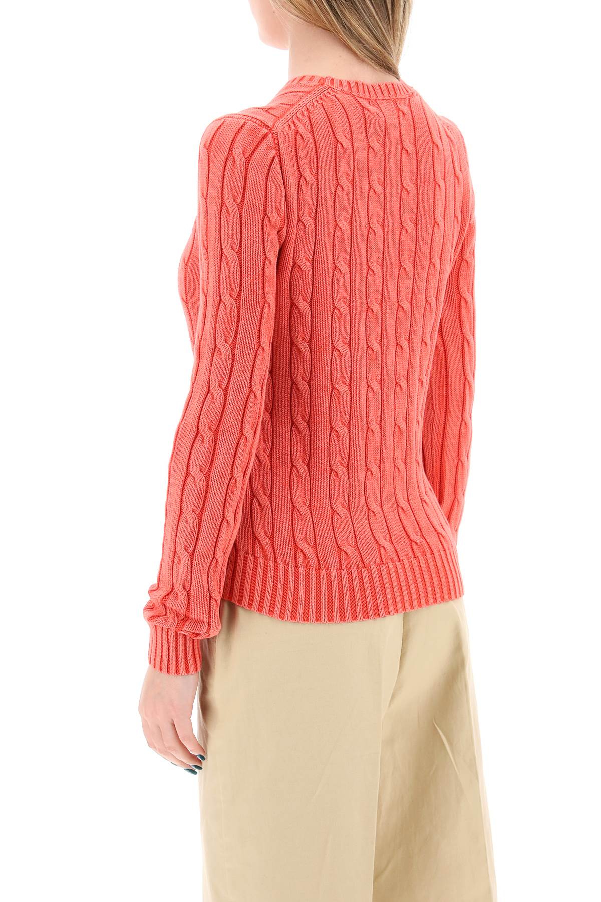 Polo Ralph Lauren Cotton Cable Knit Pullover Sweater   Pink