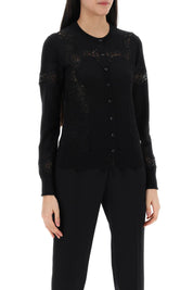 Dolce & Gabbana Lace Insert Cardigan With Eight   Black