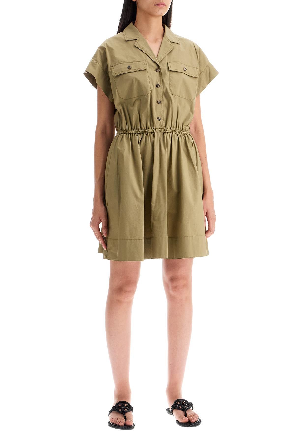 Tory Burch Mini Poplin Chemisier Dress   Green