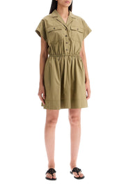 Tory Burch Mini Poplin Chemisier Dress   Green