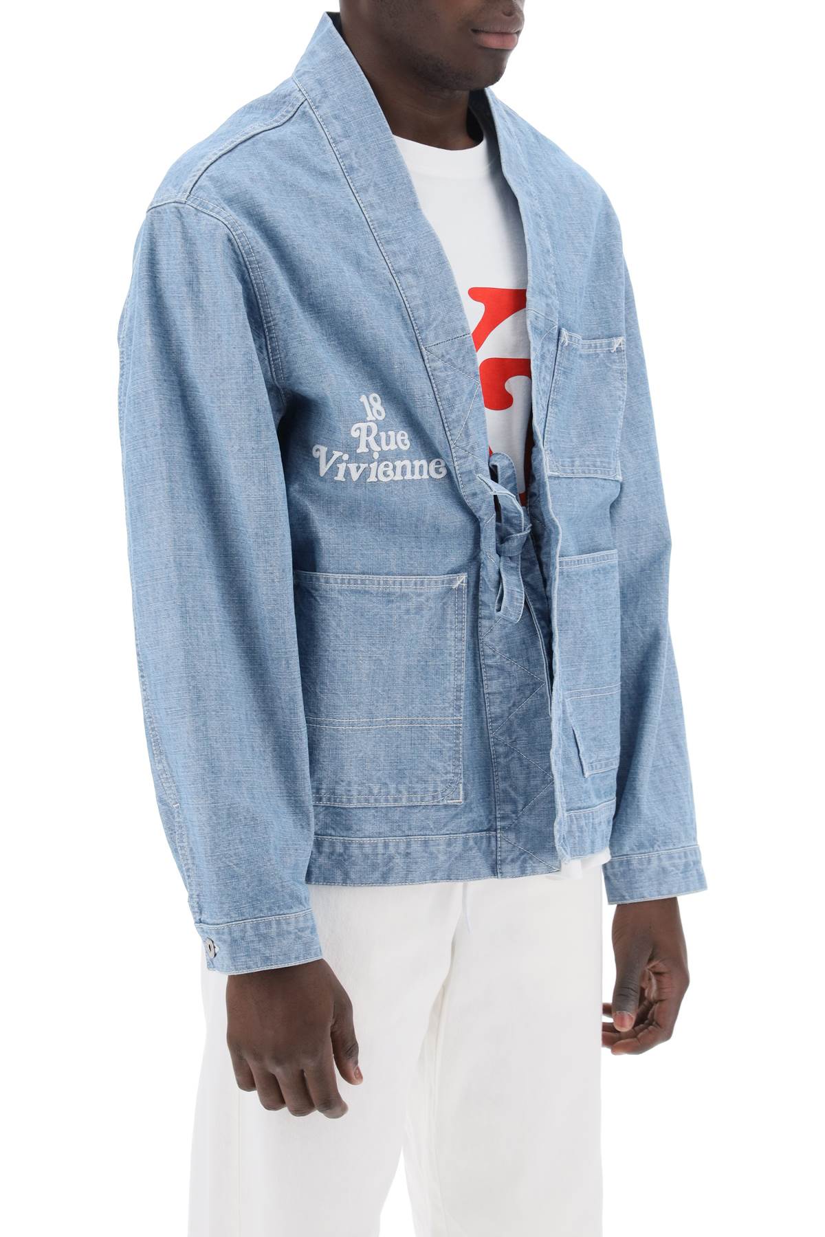 Kenzo Kimono Jacket In Japanese Denim   Light Blue