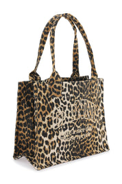 Ganni Recycled Cotton Animal Print Tote Bag   Beige