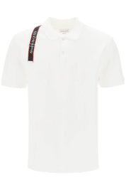 Alexander Mcqueen Harness Polo Shirt In Piqué With Selvedge Logo   White