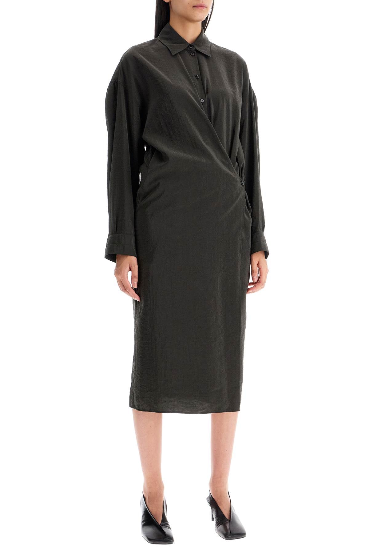 Lemaire Asymmetric Shirt Dress   Brown