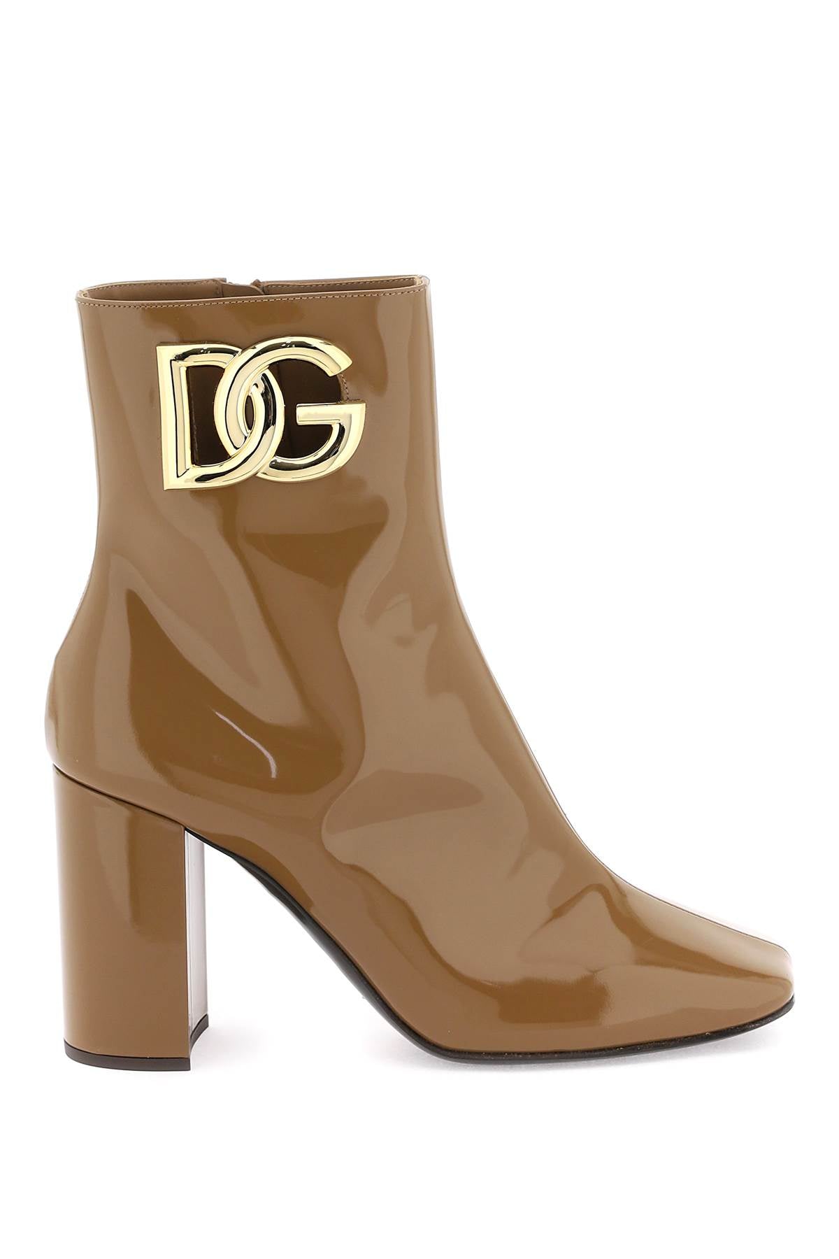 Dolce & Gabbana Dg Logo Ankle Boots   Brown