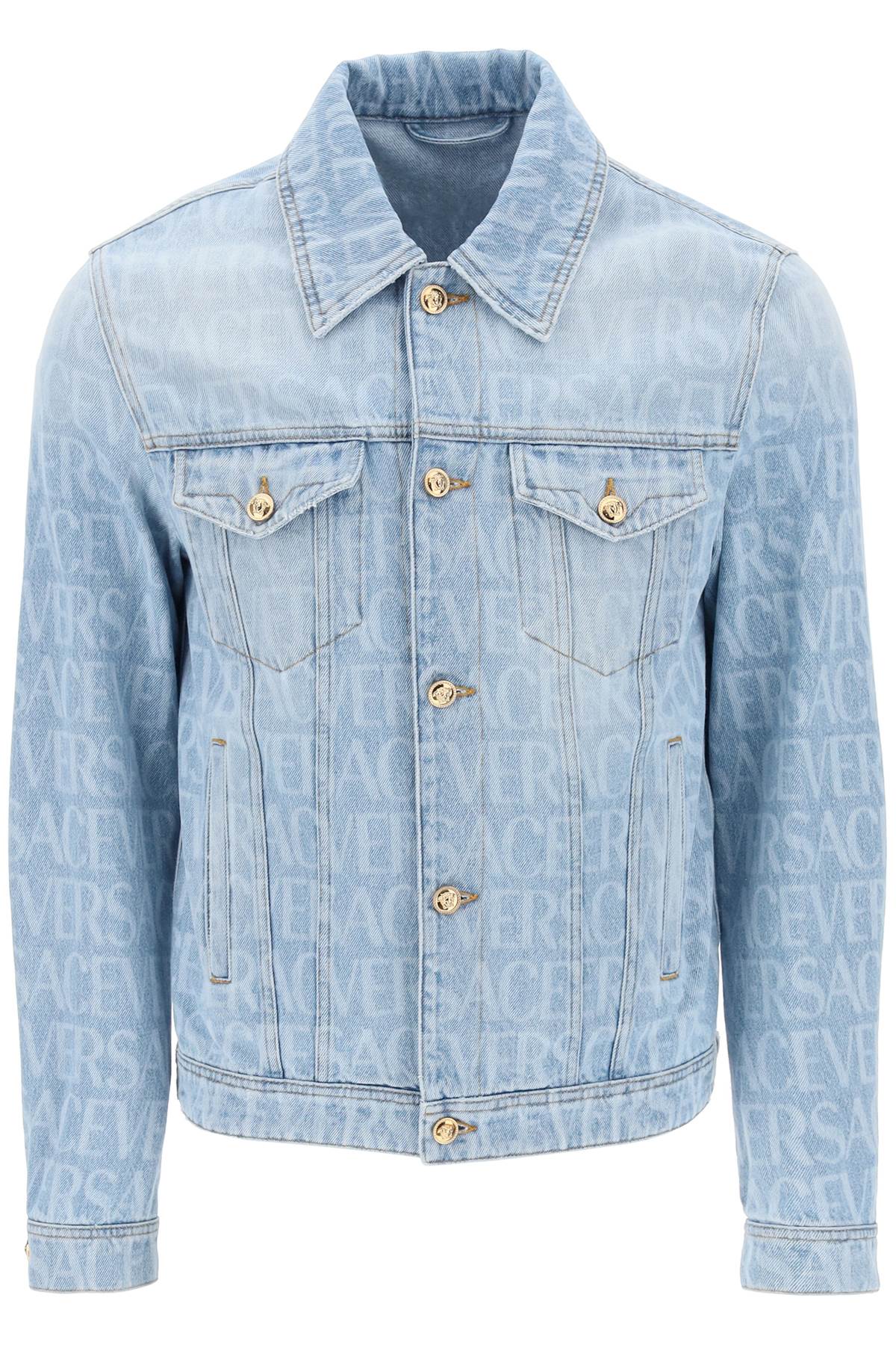 Versace Allover Denim Jacket   Blue