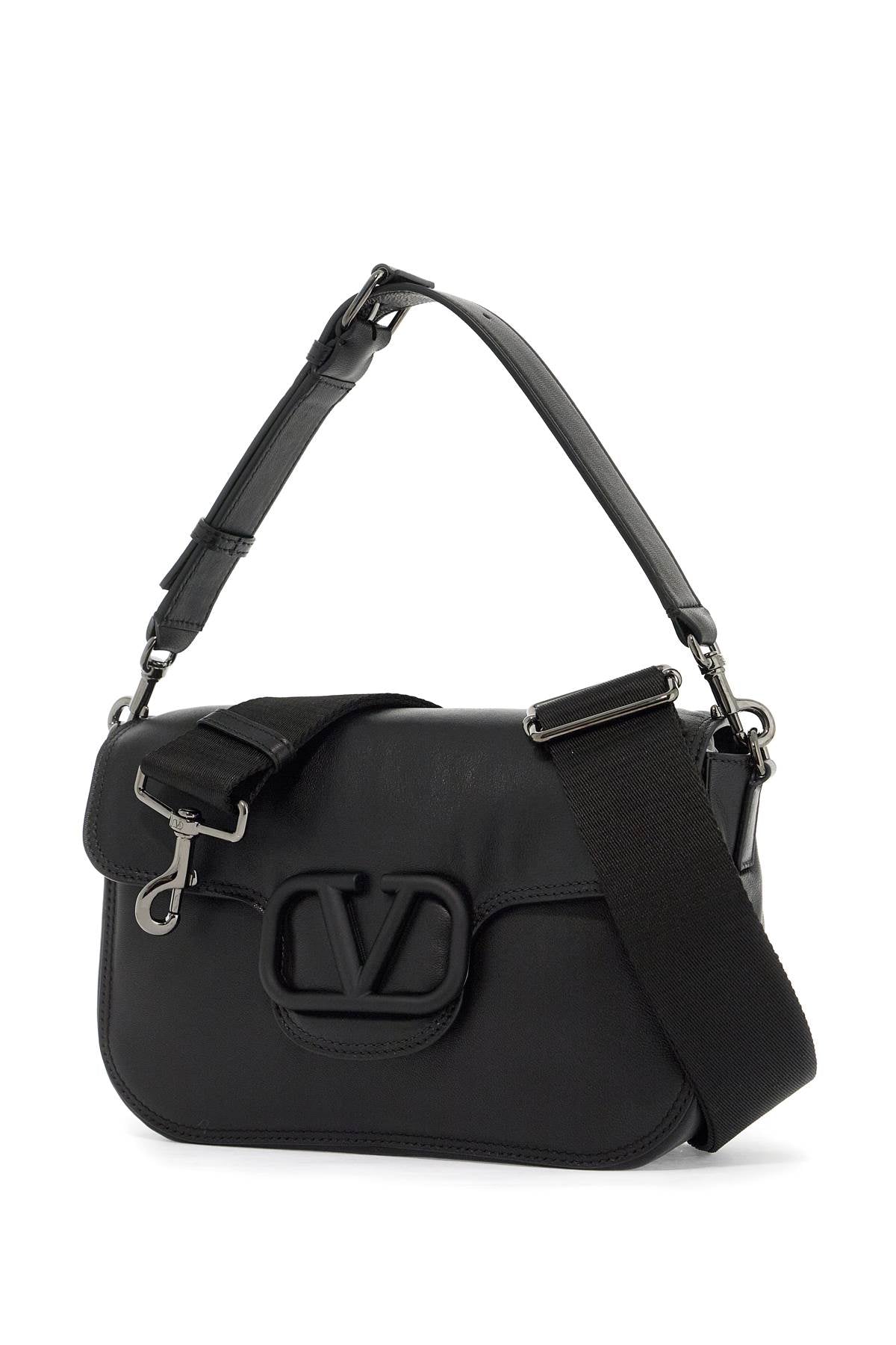 Valentino Garavani Vlogo Signature Shoulder Bag In Nappa Leather   Black