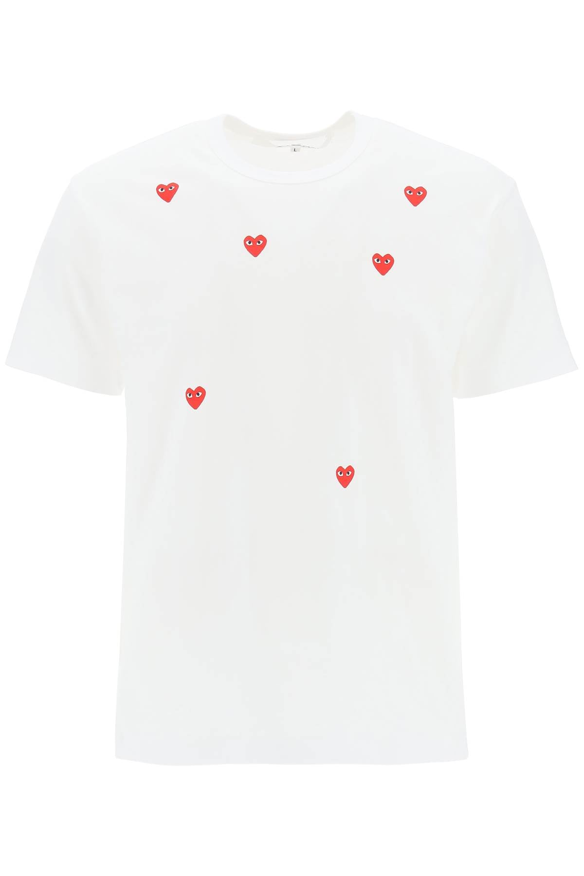 Comme Des Garcons Play Replace With Double Quoteround Neck T Shirt With Heart Pattern   White