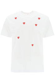 Comme Des Garcons Play Replace With Double Quoteround Neck T Shirt With Heart Pattern   White