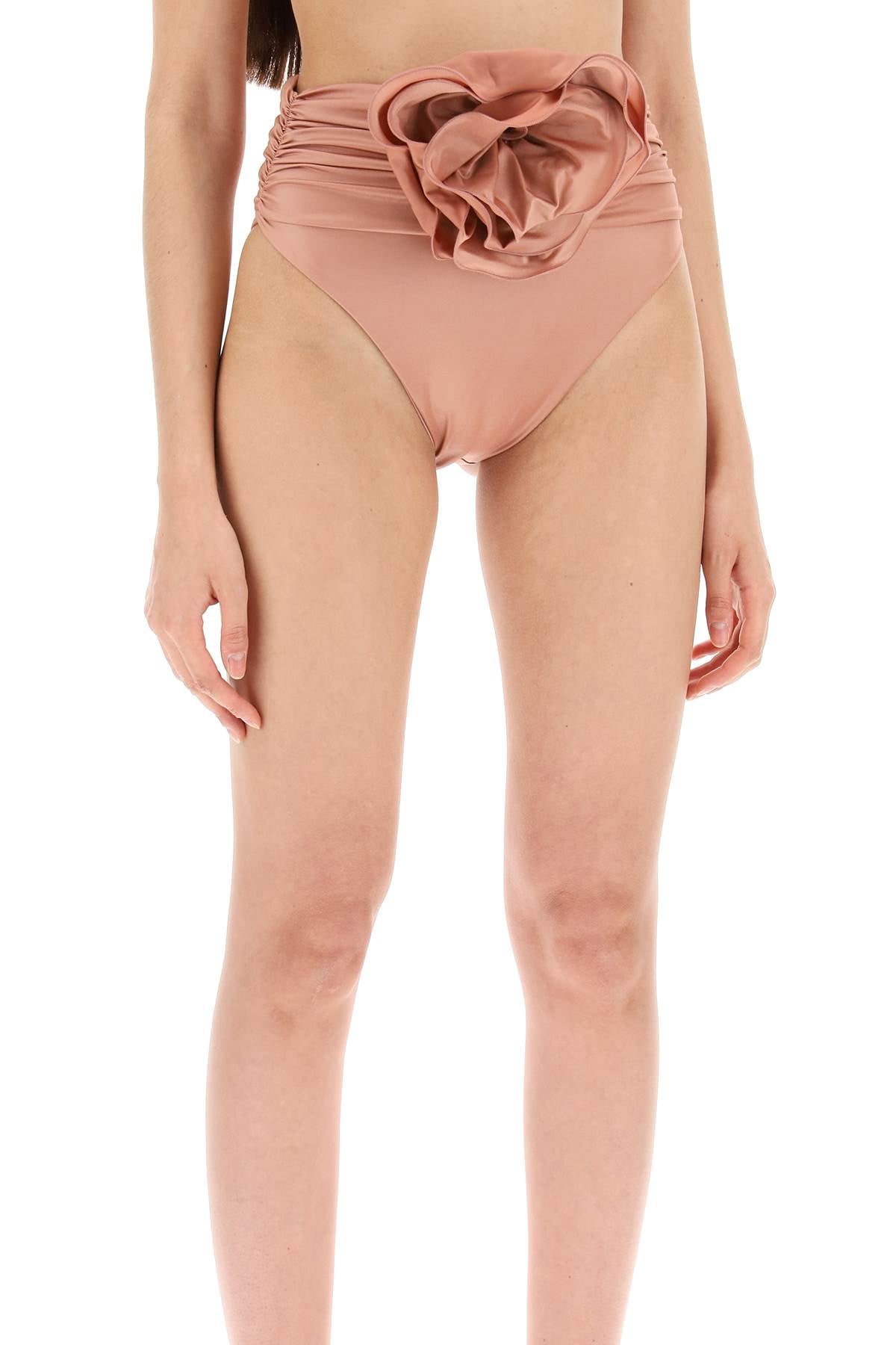 Magda Butrym High Waisted Bikini Briefs With Flower Clip   Metallic