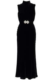 Saloni midi fleur velvet dress