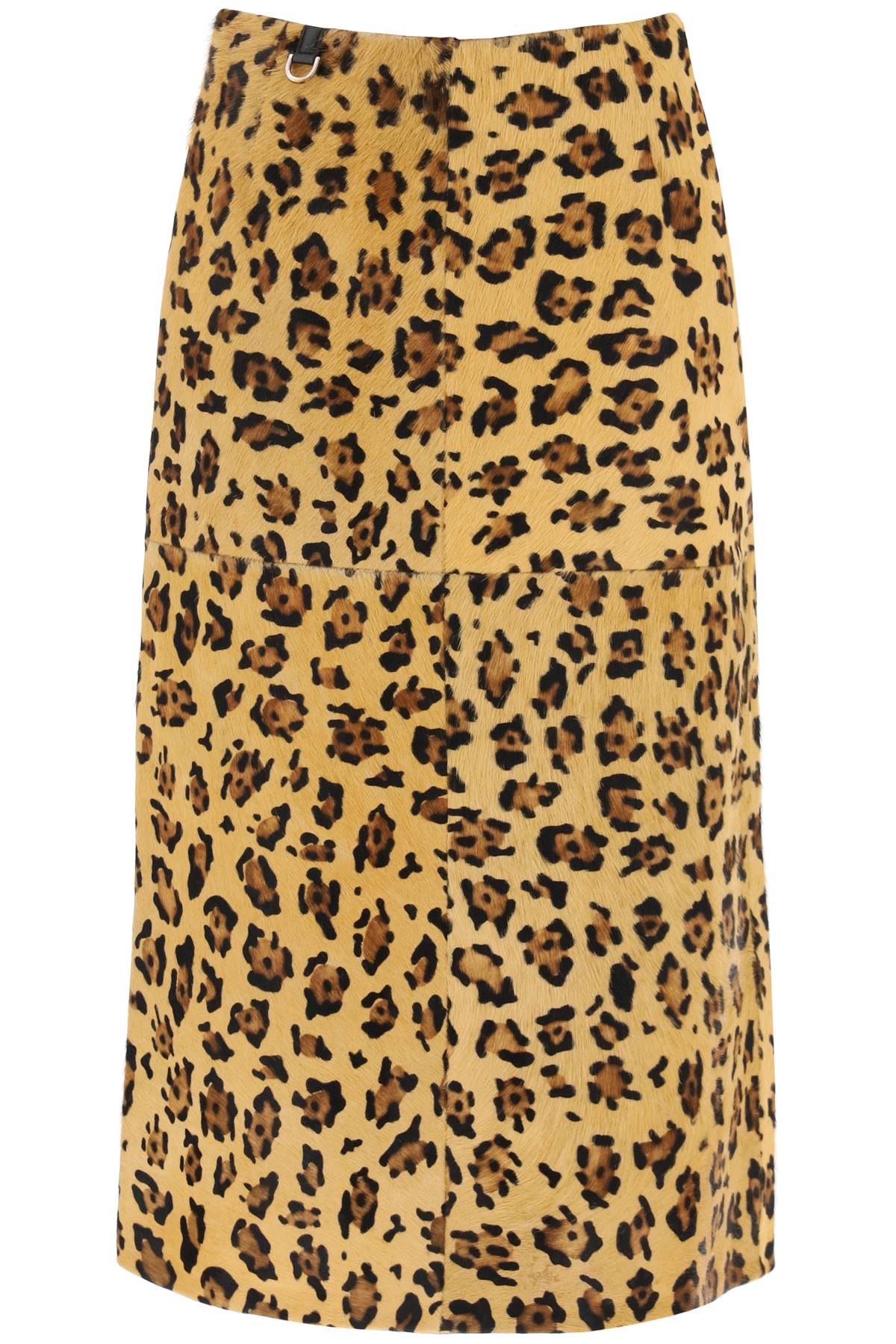 Saks Potts 'Carolyn' Midi Skirt In Leopard Ponyskin   Beige