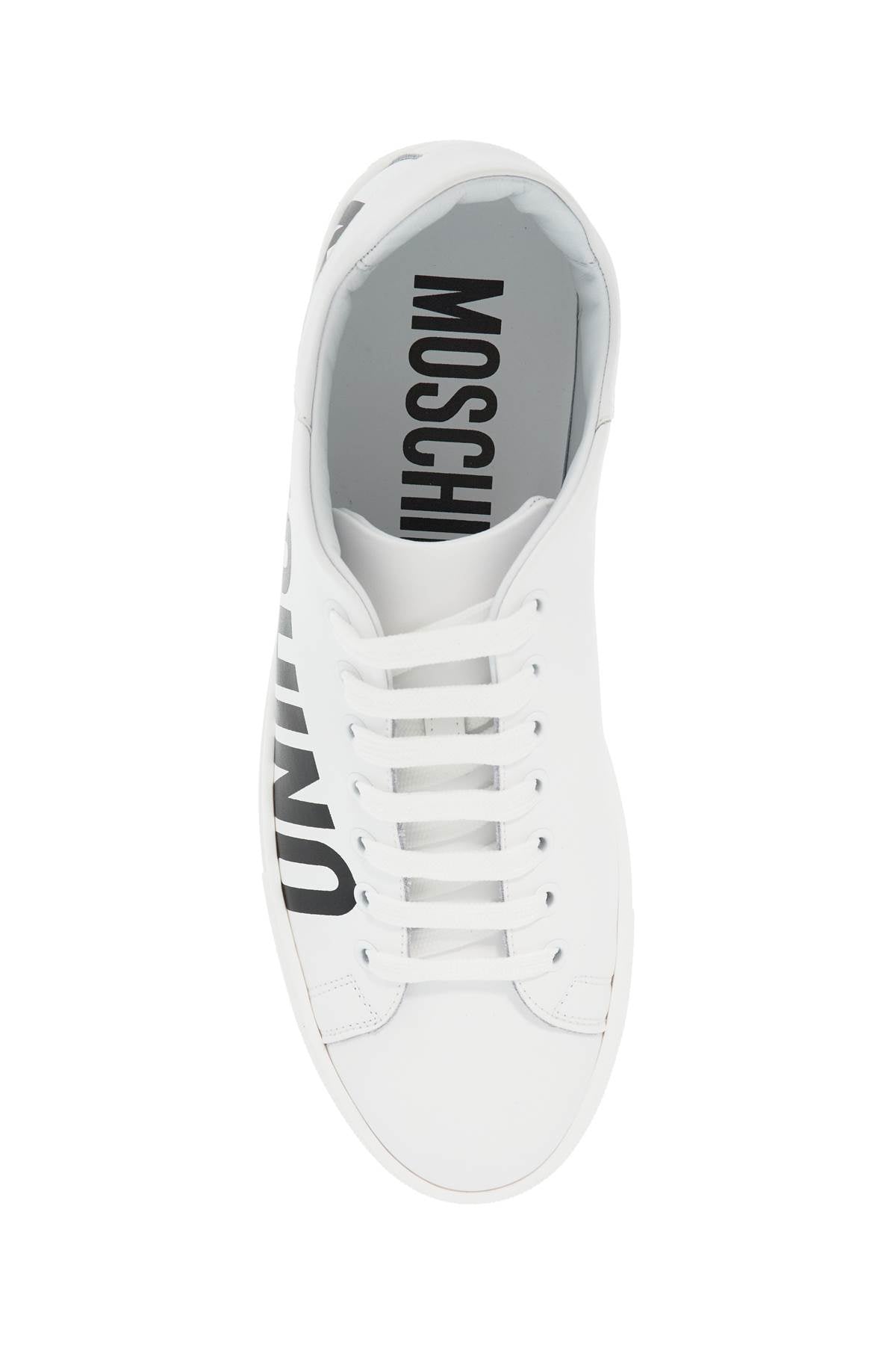 Moschino Leather Sneakers With Logo Print   White