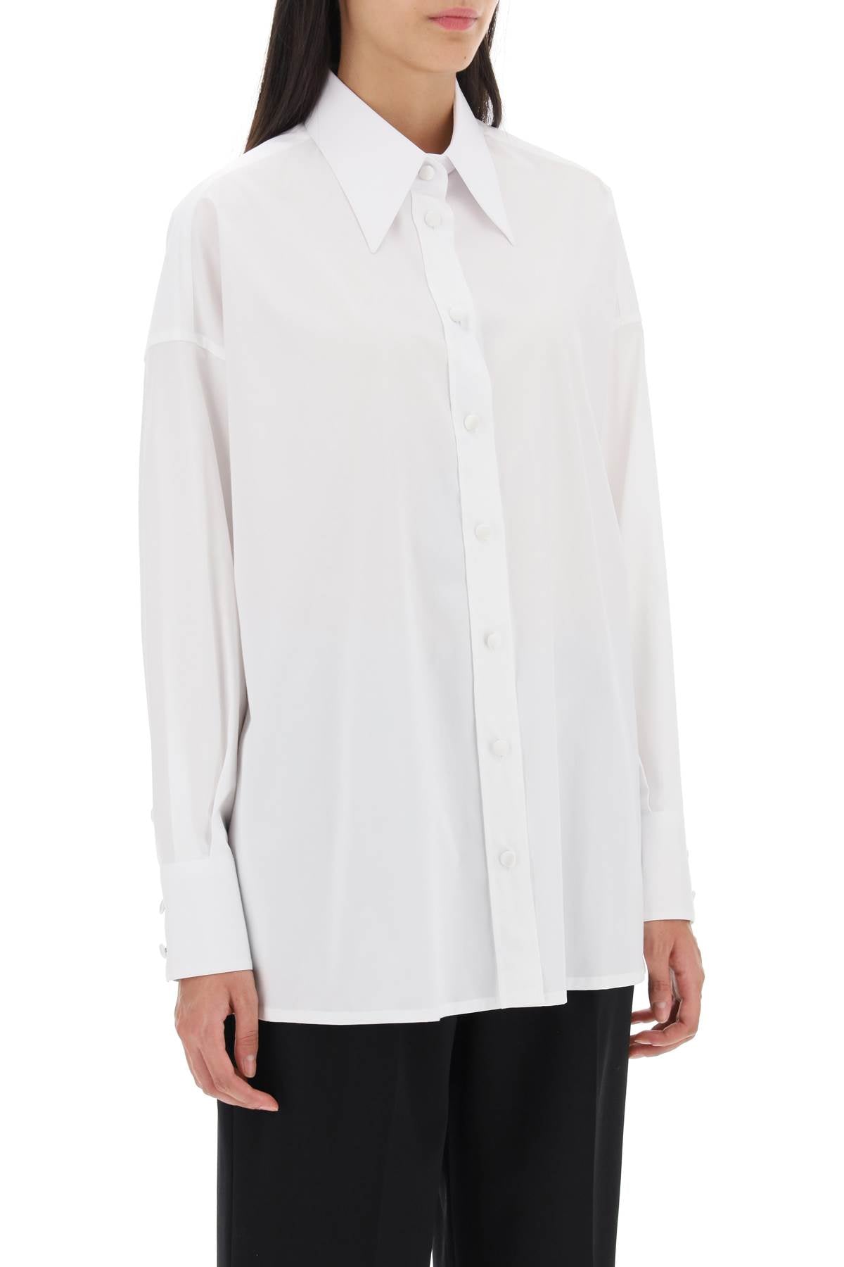 Dolce & Gabbana Maxi Shirt With Satin Buttons   White