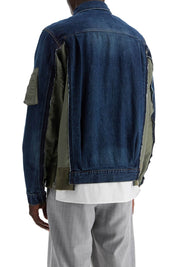 Sacai Denim And Nylon Jacket For Men   Blue