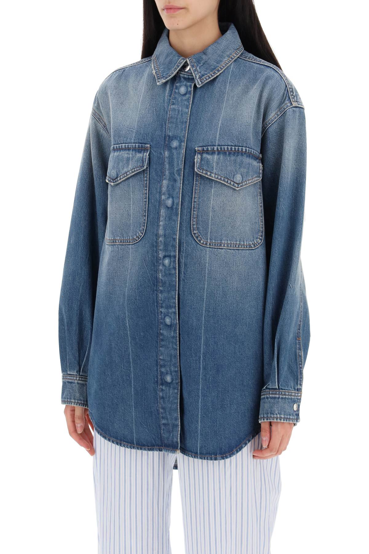 Closed Denim Overshirt Made Of Recycled Cotton Blend   Blue