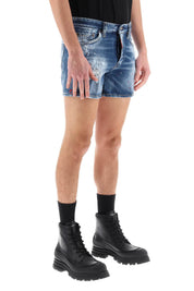 Dsquared2 Sexy 70's Shorts In Worn Out Booty Denim   Blue