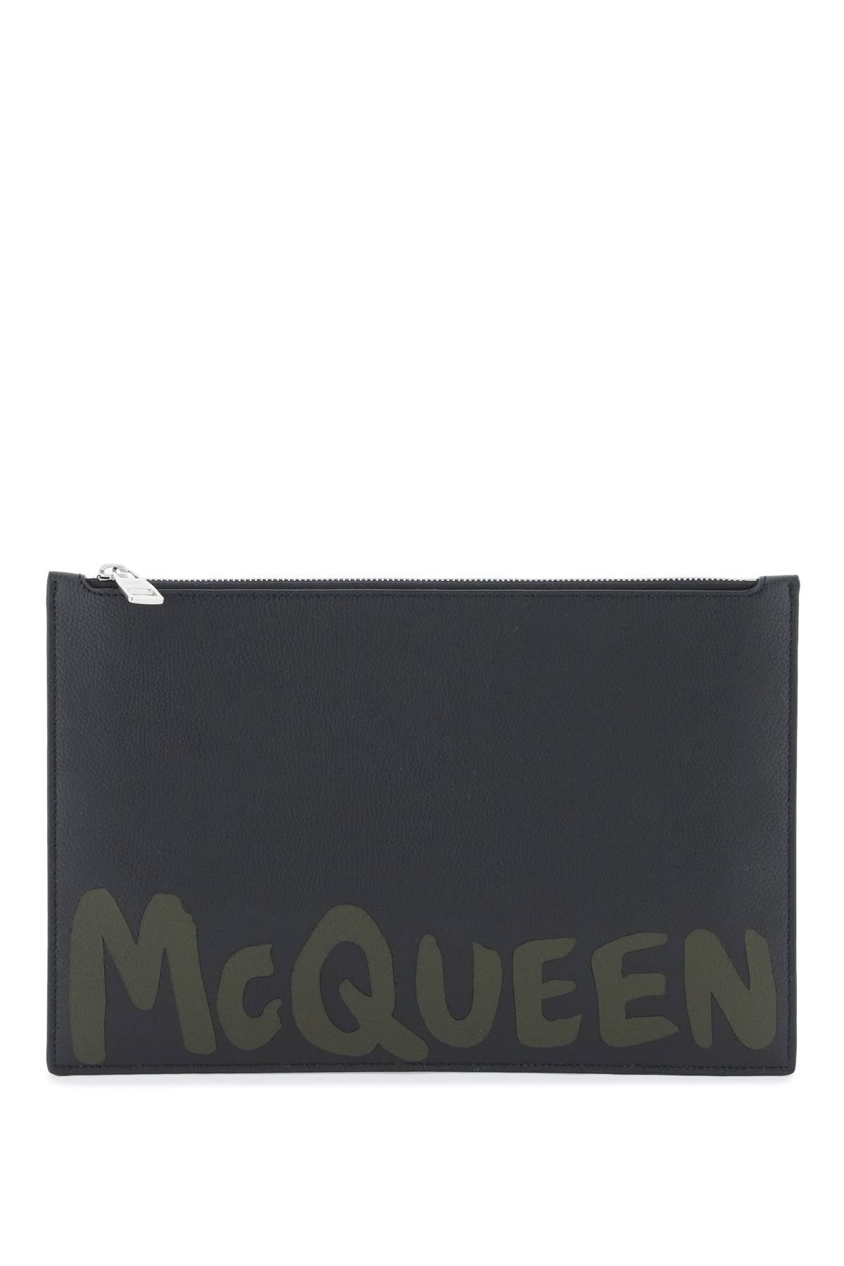 Alexander Mcqueen Graffiti Flat Pouch   Black