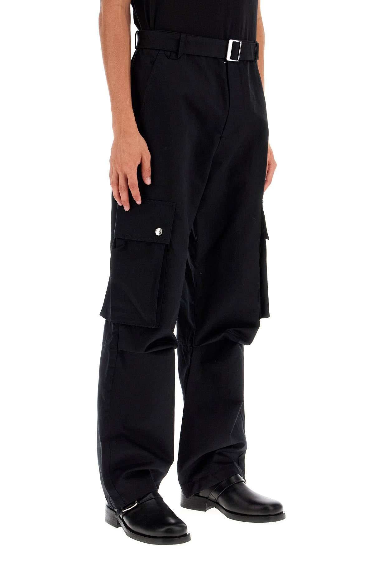 Jacquemus Cargo Gabardine Trousers In Eight   Black