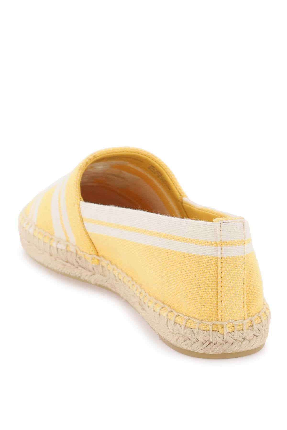 Tory Burch Striped Espadrilles With Double T   Yellow