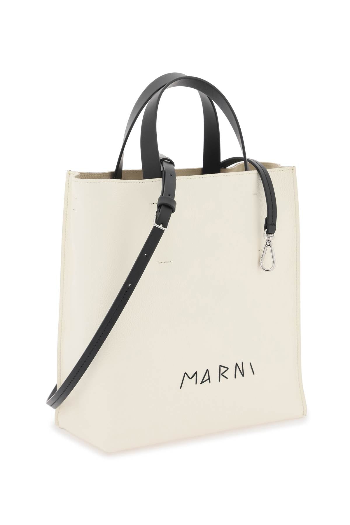 Marni Leather Museum Tote Bag   Neutral