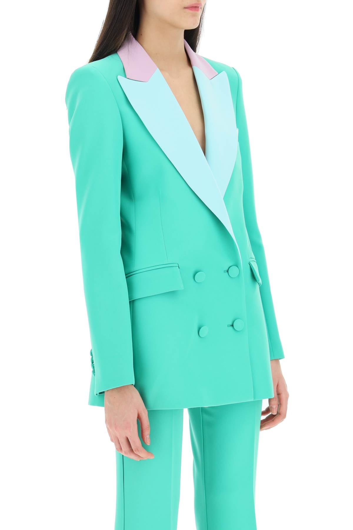 Hebe Studio 'Bianca' Double Breasted Blazer In Neo Crepe   Green