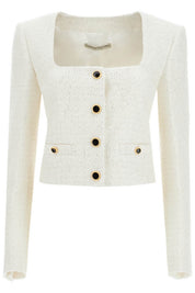 Alessandra Rich Tweed Jacket With Sequins Embell   White