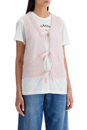 Ganni Mohair Lace Up Vest With Ties   Pink