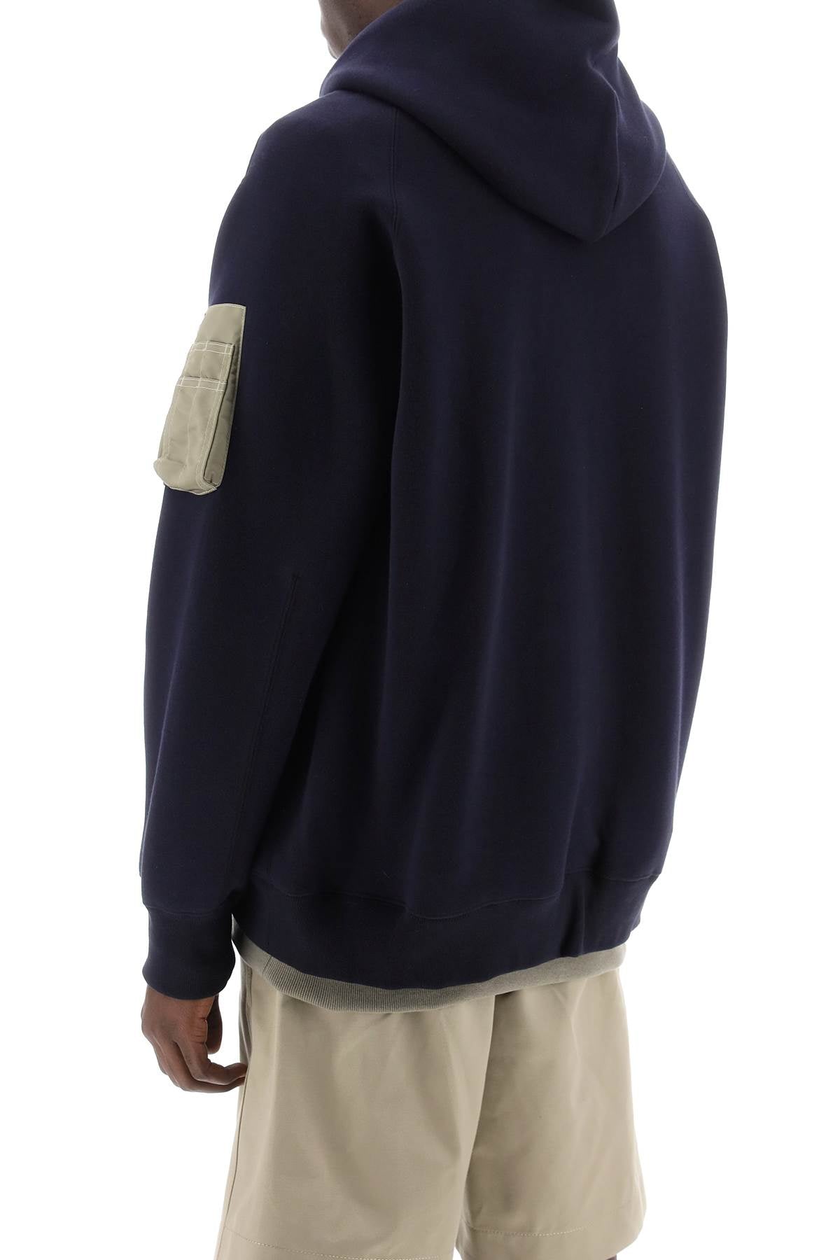 Sacai Full Zip Hoodie With Contrast Trims   Blue