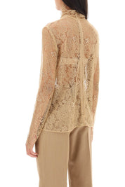 Dolce & Gabbana Blouse In Logoed Floral Lace   Beige