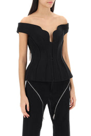 Mugler Off Shoulder Corset Top   Black