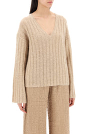 By Malene Birger Cimone Sweater In Flat Ribbed Knit   Beige