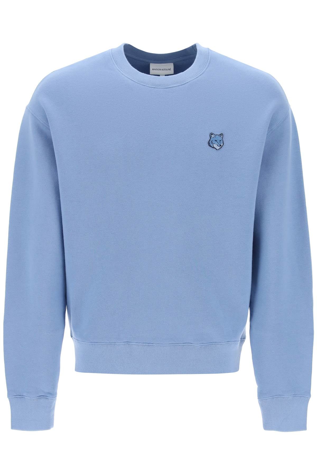 Maison Kitsune Replace With Double Quotebold Fox Head Crewneck Sweat   Blue