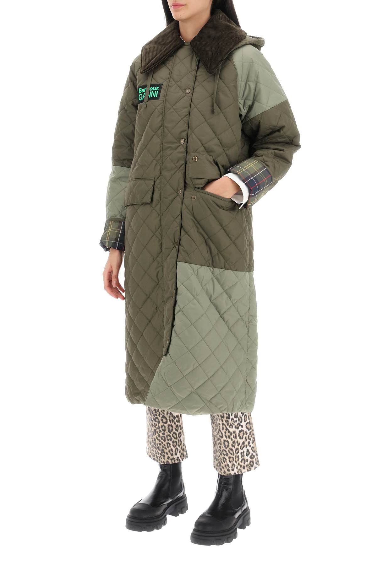 Barbour X Ganni Trench Trapuntato Burghley   Green