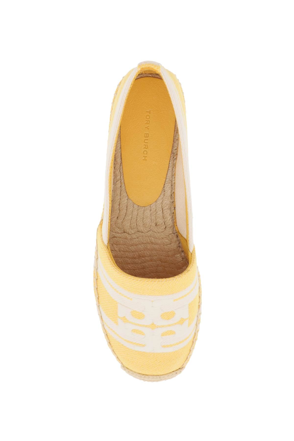 Tory Burch Striped Espadrilles With Double T   Yellow