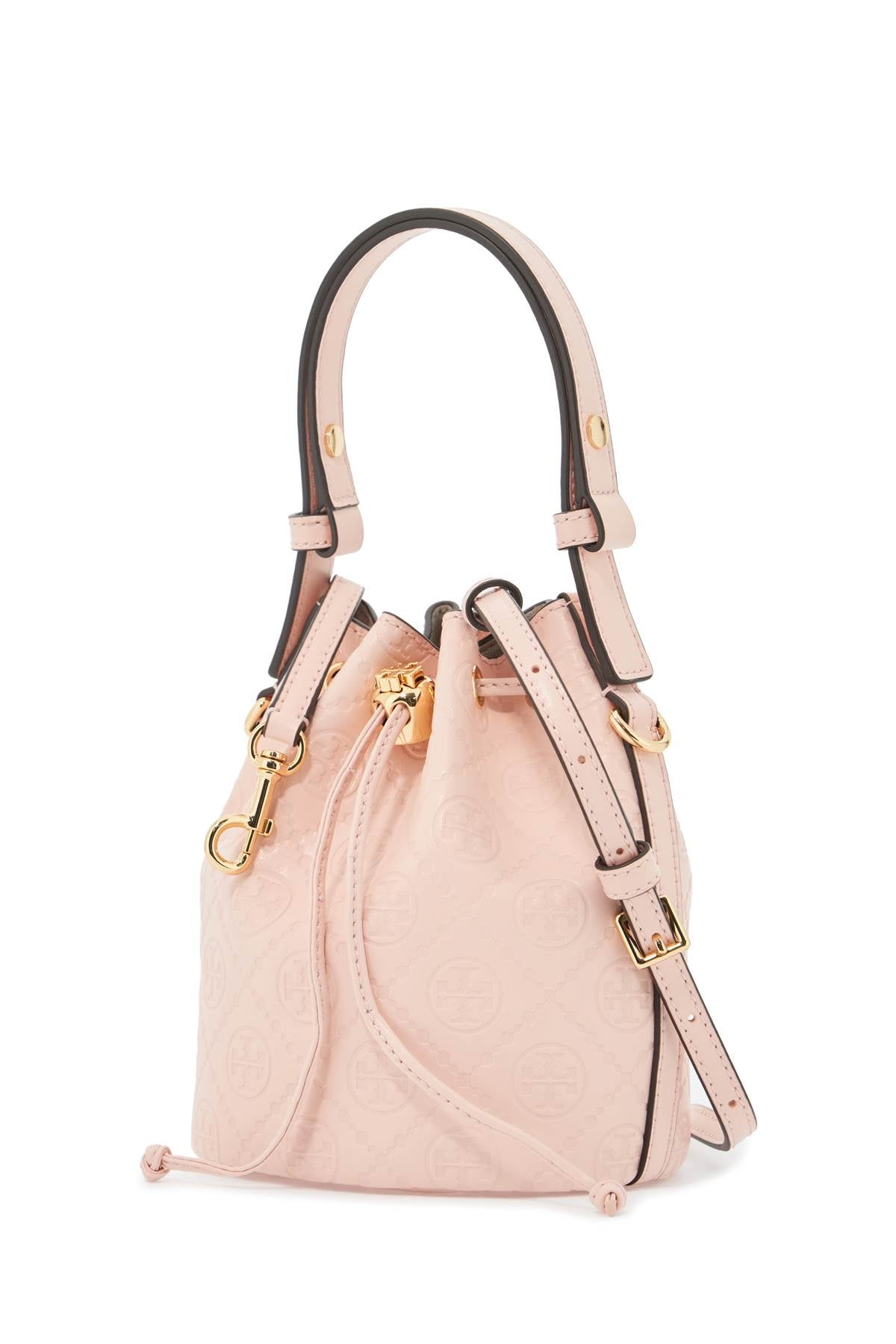 Tory Burch Mini T Monogram Leather Bucket Bag   Pink