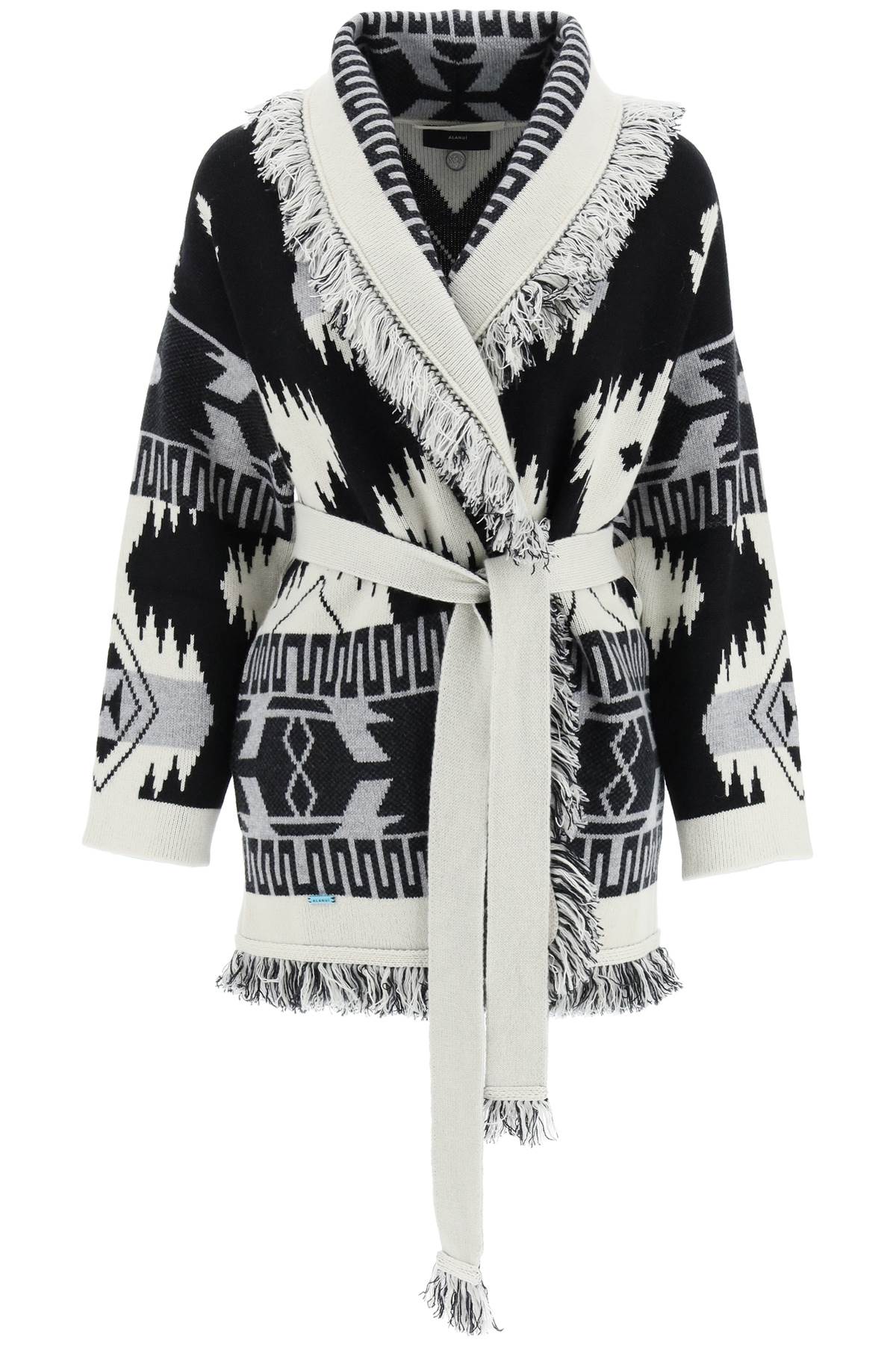 Alanui Icon Cardigan In Jacquard Cashmere   Black